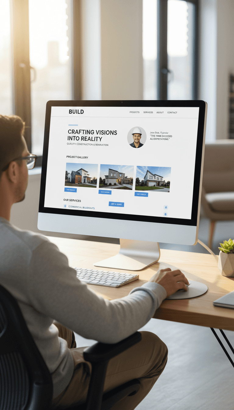 Contractor website portfolio displayed on desktop